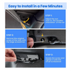 Step-by-step instructions showing how to install a heavy duty sun visor repair clip in a vehicle.