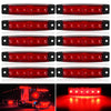 Plusieurs vues de feux de signalisation LED rouges pour véhicules, avec gros plan d'éclairage.