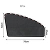 A black magnetic car window sunshade measuring 50cm by 70cm, shown in a profile view.