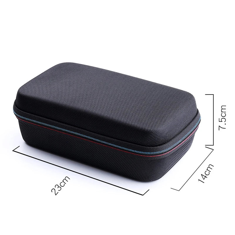 Black protective case for lithium jump starters with dimensions 23cm long and 7.5cm high