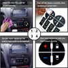 Instructions showing how to clean, peel, and apply a repair sticker to an AC control button.