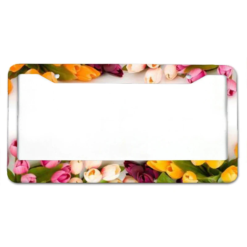 Aluminium-Kennzeichenabdeckung mit bunter Blumenrand
