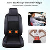 Black car seat cushion with massage features for lower back relief