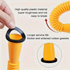Close-up of a yellow gas can spout replacement nozzle adapter with rubber gaskets and a black ring.