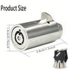 A silver security lock set for a vending machine, showing the main cylinder and a key.