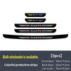 Set of five colorful protective strips for car door sills