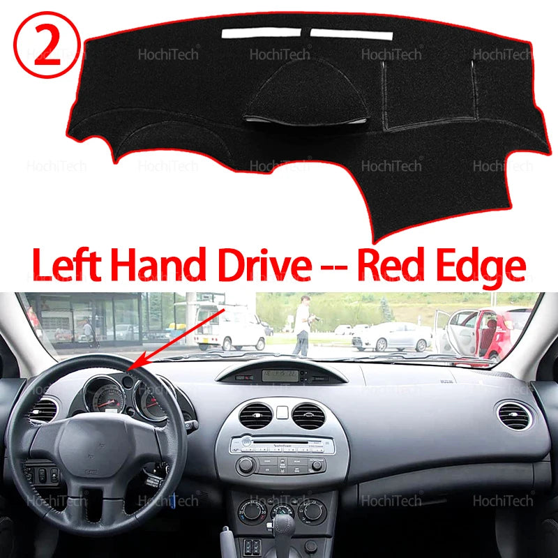 Red edge dashboard cover for a car steering wheel and instrument panel