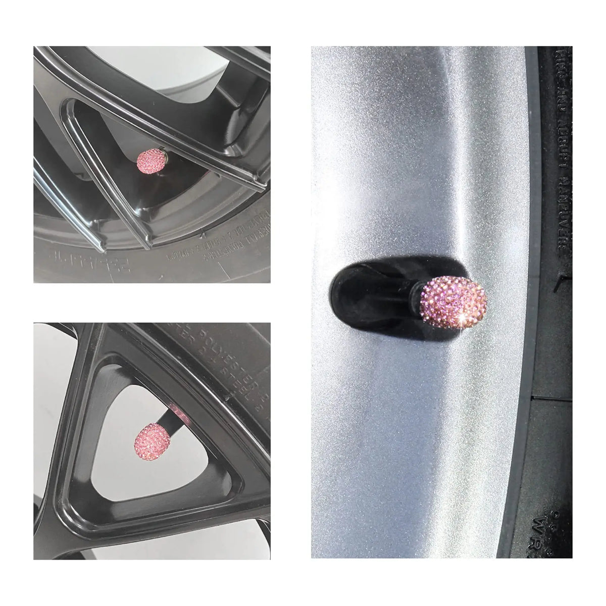 Nahaufnahmen von strapazierfähigen Diamant-Felgendichtungen auf einem silbernen Felgenrand.