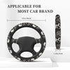 Couvre-volant noir avec motif crâne, applicable à la plupart des marques de voitures.