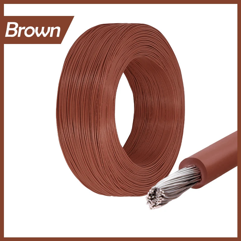 Brown insulated multi-stranded copper wire coiled and a section unwound