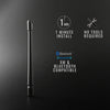 A black universal car antenna is shown against a dark background with text indicating 1 minute install and no tools required.