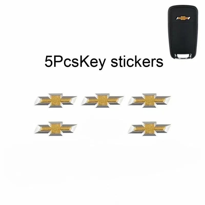 Set of five aluminum Chevrolet key emblem stickers for customization