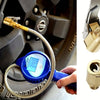 Messing-Reif-Luftpumpe-Adapter, verbunden mit einem Reifenventilstiel und einer separaten Metallpassung.
