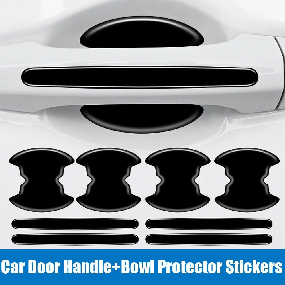 Black protective stickers for car door handles and bowls