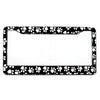 Black and white paw print license plate frame for US cars