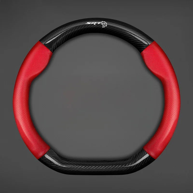 Couvre-volant universel noir et rouge avec logo SRT visible.