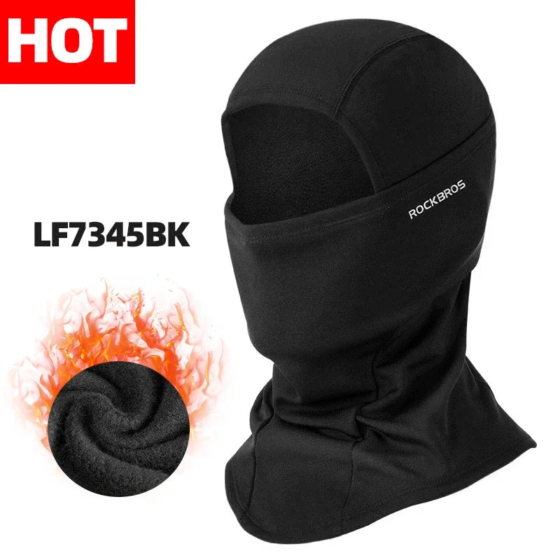 Black Rockbros LF7345BK thermal fleece balaclava for cold weather sports