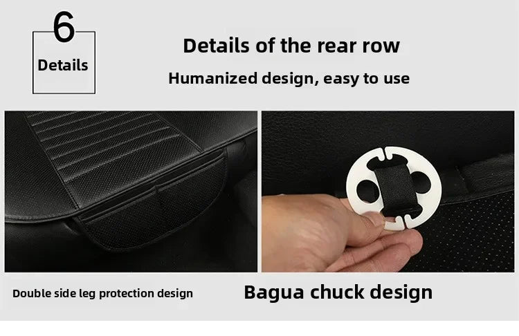 Details der Rücksitzbezüge mit doppelter Seitenbein- und Bagua-Chuck-Design