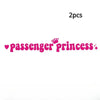 Two pink princess stickers for rearview mirrors