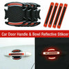 Set of car door handle and bowl reflective stickers in black and orange for protection