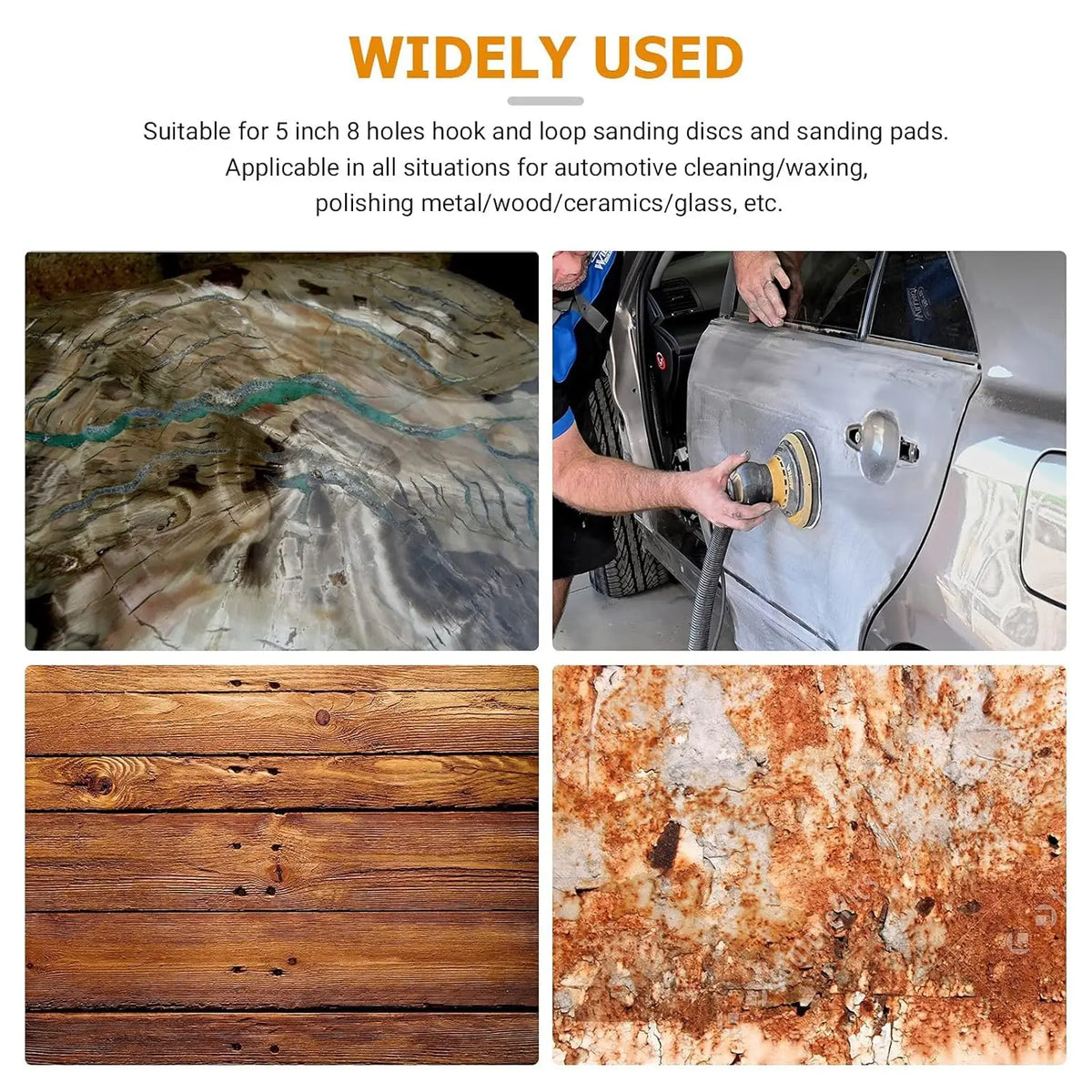 Universal abrasive interface pads used for sanding and polishing metal, wood, ceramics, and glass.