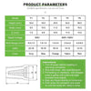 Product parameters table showing dimensions, voltage ratings, and wire ranges for insulated wire connectors.