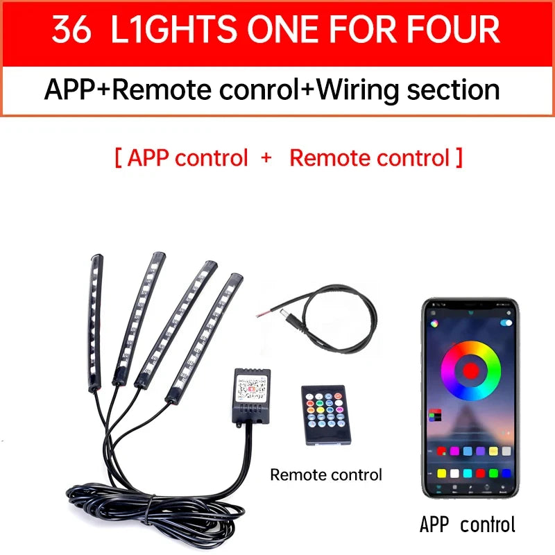 Set of 36 L1 lights with APP and remote control for vehicle atmosphere lighting