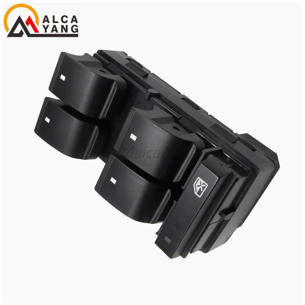 Black power window control switch replacement for Chevy Silverado, GMC Sierra, and similar vehicles.
