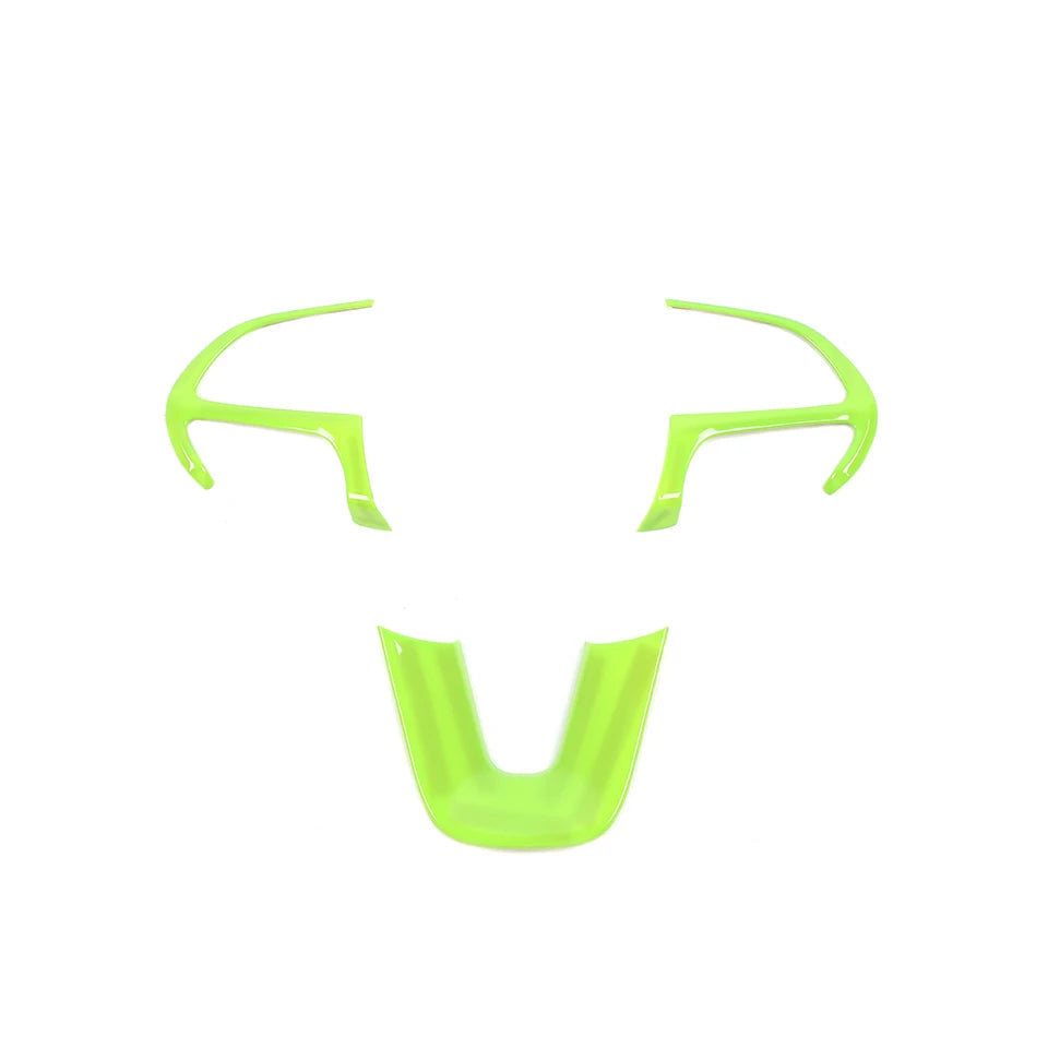 A bright lime green universal car steering wheel decoration cover.