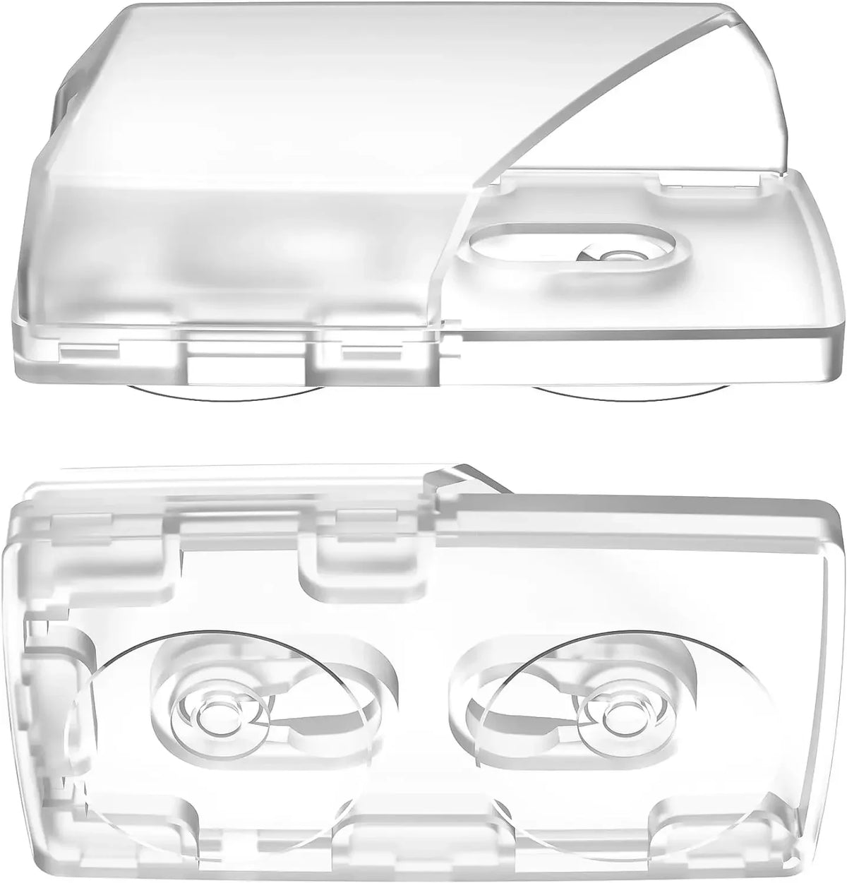 Clear plastic EZ Pass holder for windshield featuring suction cups and a protective cover.