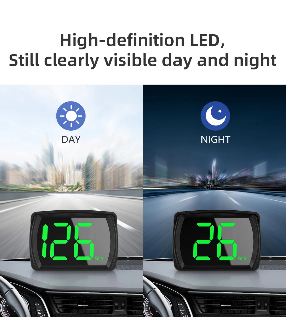 Affichage de vitesse numérique à 126 km/h sur tableau de bord, mettant en valeur la visibilité LED haute définition de jour