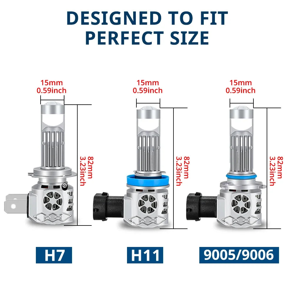Trois kits de conversion d'ampoules de phares LED H7, H11 et 9005/9006.