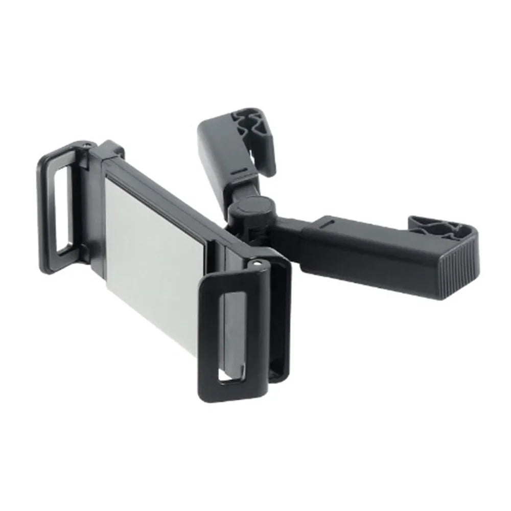 Black universal telescopic car phone mount designed to hold tablets and phones.