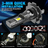 A black LED car headlight bulb assembly with a plug-n-play design and installation instructions.