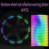 40 autocollants réfléchissants arc-en-ciel pour moyeux de roue de voiture