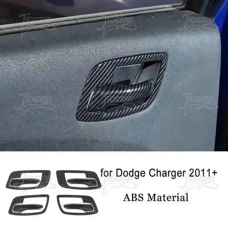 Black carbon fiber trim pieces for Dodge Charger interior decoration kit