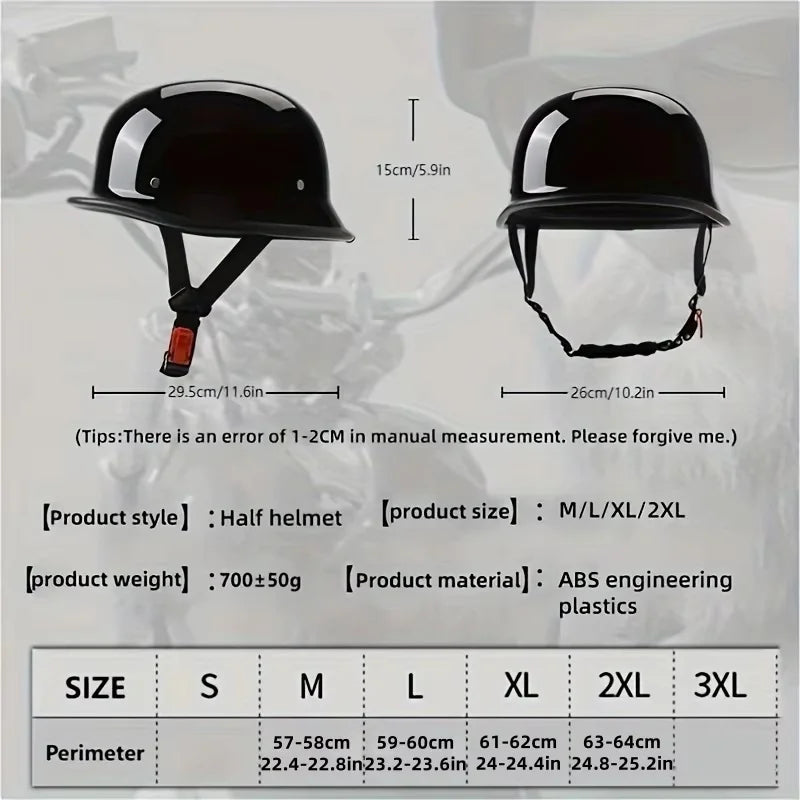 Black ABS engineering plastic half helmet for motorcycle and EV safety gear with various sizes available