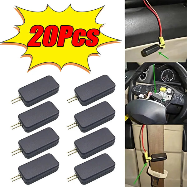 Un juego de 20 herramientas de diagnóstico de simulador de airbag para coches negros con conectores eléctricos.