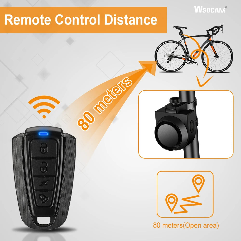 Un control remoto muestra un alcance de 80 metros para controlar una bicicleta.