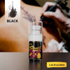 A bottle of Stencil Transfer Gel for tattoos is shown next to a person's arm being tattooed.