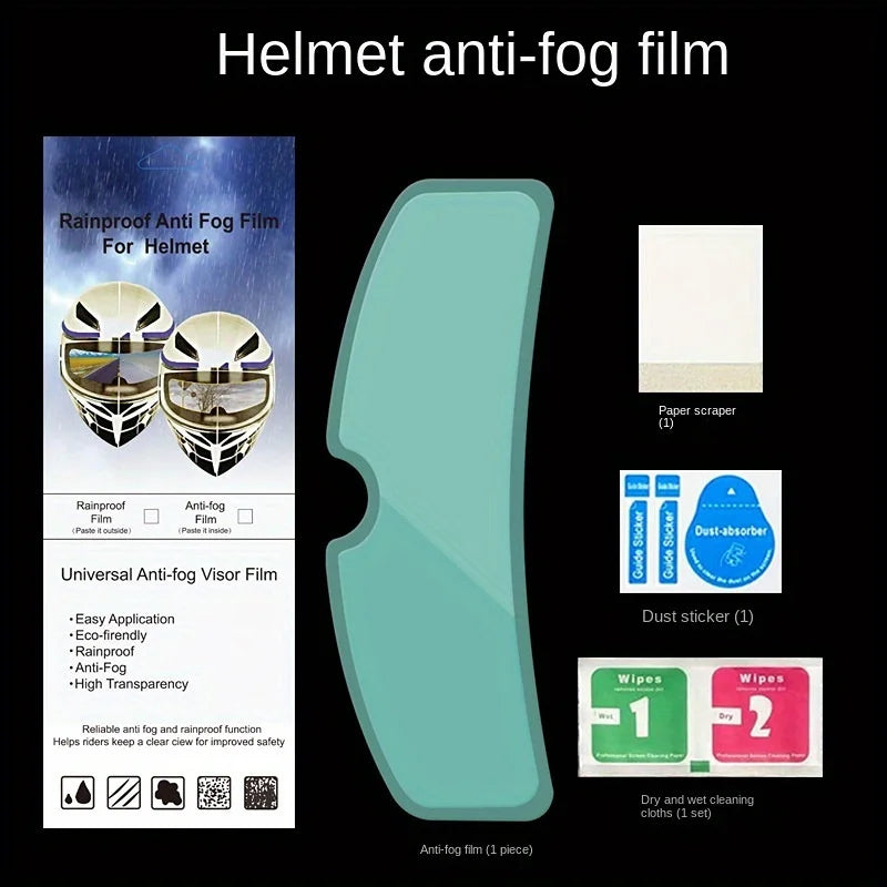 Embalaje y aplicación de una película antiempañante universal para cascos de motocicleta
