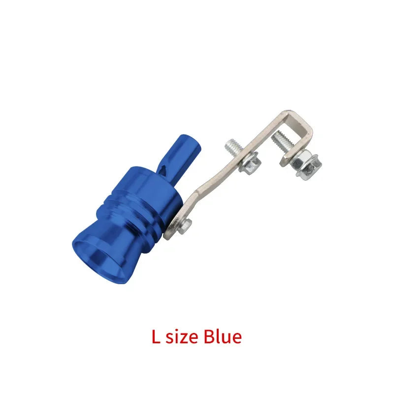 Sifflet simulateur de son de turbine automobile bleu taille L avec serre-tube métallique.
