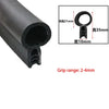 A black U-shaped door edge seal strip with a loop for installation and a grip range of 2-4mm.