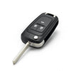 Black flip remote car key with a silver blade and buttons for Chevrolet, Opel, and Vauxhall models