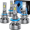 Paquete combinado de bombillas de luz de niebla LED de alto rendimiento con detalles plateados y azules.