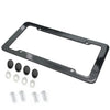 Black carbon pattern universal license plate frame with mounting hardware.