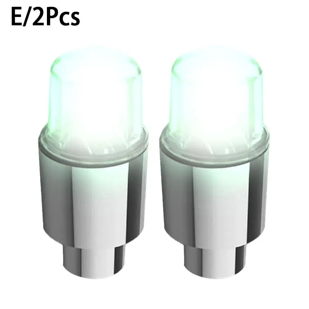 Two universal LED wheel lights for bikes and cars, shown in a side view.