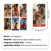 A set of four women in swimwear posing on a surfboard or beach setting, used as inspiration for car fragrances.