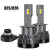 D2S/D2R automotive LED upgrade bulbs shown in a vertical and horizontal configuration.