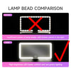 Comparison showing a superior LED lamp bead product with high brightness and uniform lighting.